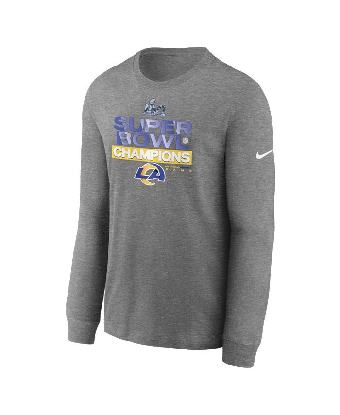 Мужская футболка с длинными рукавами цвета «Хезер» Los Angeles Rams 2021 Super Bowl Champions Locker Room Trophy Collection Nike, серый
Мужская футболка с длинными рукавами цвета «Хезер» Los Angeles Rams 2021 Super Bowl Champions Locker Room Trophy Collection Nike, серый