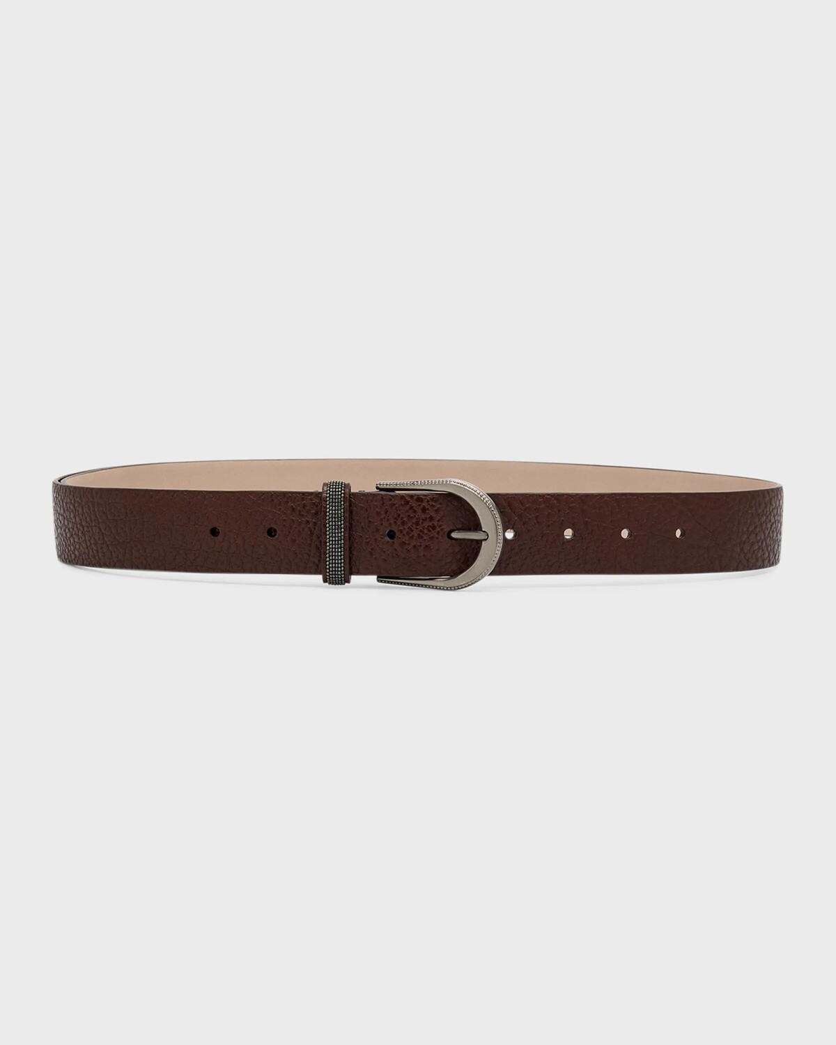 Ремень Monili из фактурной кожи с петлей и галькой Brunello Cucinelli, цвет C7891 Brown
Ремень Monili из фактурной кожи с петлей и галькой Brunello Cucinelli, цвет C7891 Brown