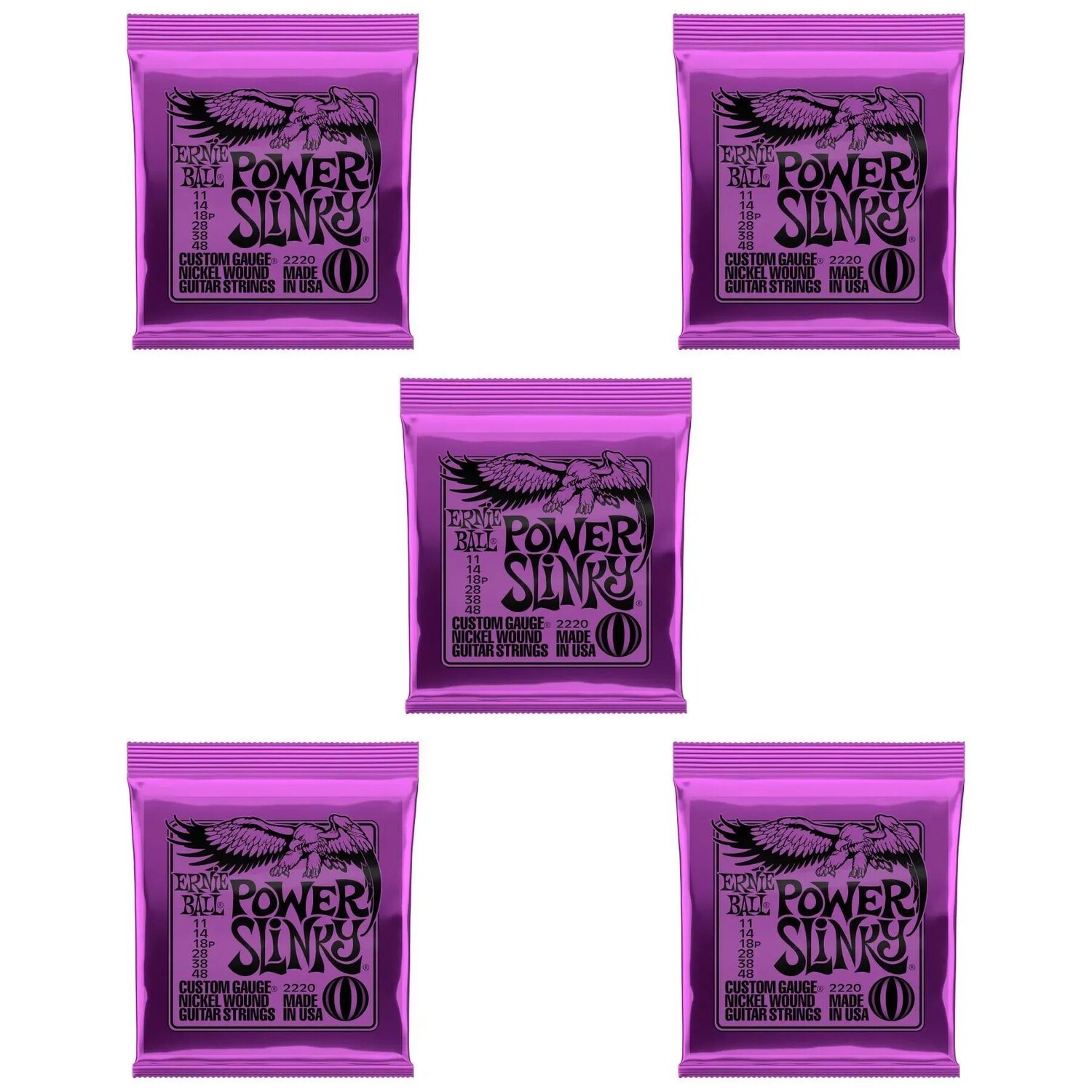 Струны для электрогитары Ernie Ball 2220 Power Slinky с никелевой обмоткой — .011-.048 (5 шт.)
Струны для электрогитары Ernie Ball 2220 Power Slinky с никелевой обмоткой — .011-.048 (5 шт.)