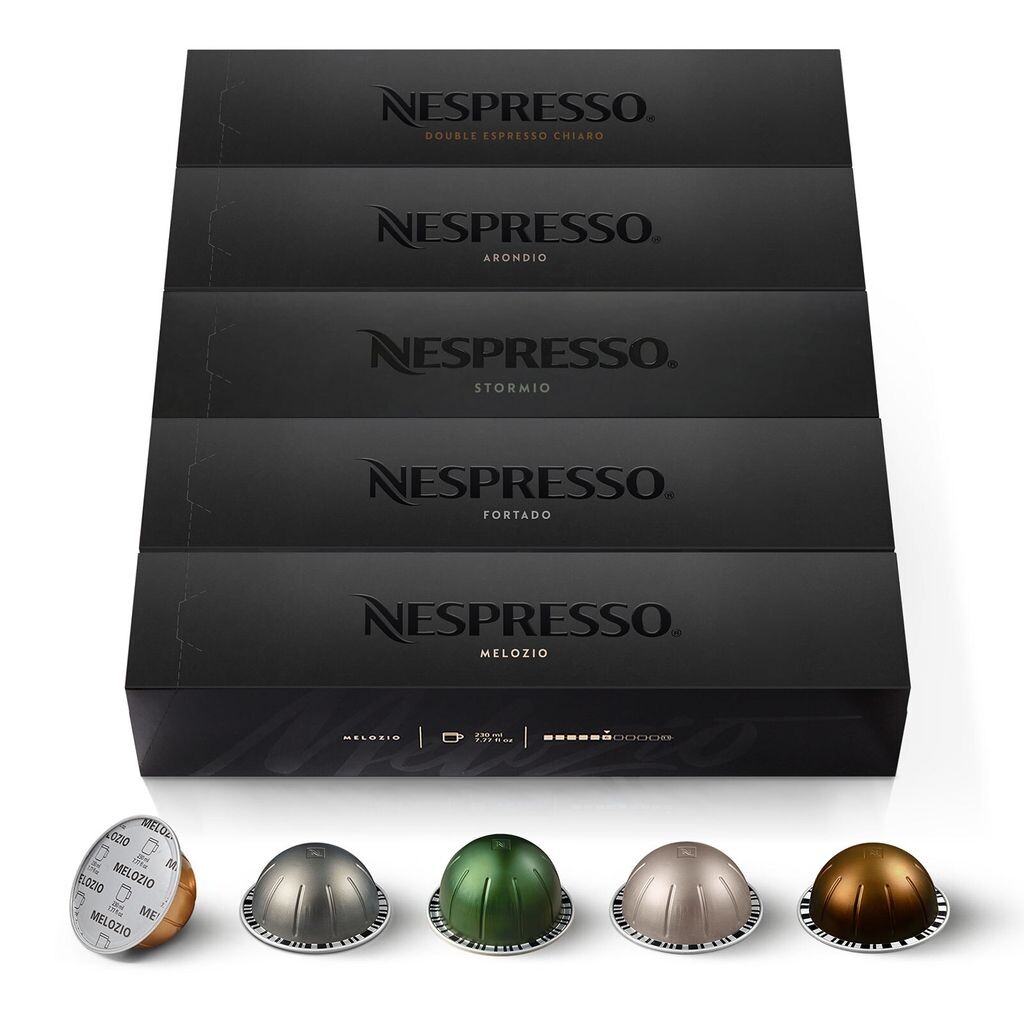 NESPRESSO VERTUO, выбор фирменного кофе (230 мл), Gran Lungo (150 мл) и Double Espresso (80 мл), обжарка от средней до темной, 50 кофейных капсул
NESPRESSO VERTUO, выбор фирменного кофе (230 мл), Gran Lungo (150 мл) и Double Espresso (80 мл), обжарка от средней до темной, 50 кофейных капсул