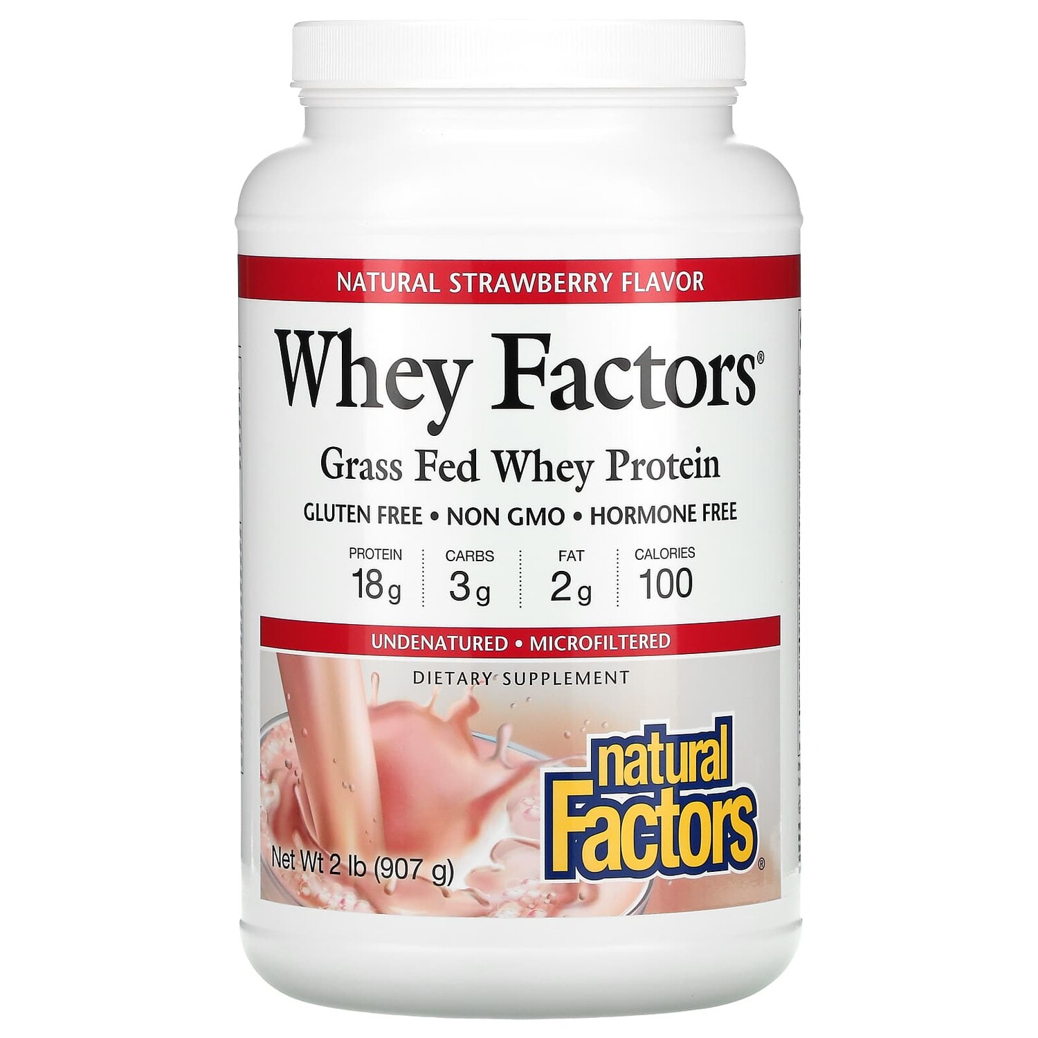 Whey Factors, сывороточный протеин травяного откорма, натуральная клубника, 907 г (2 фунта), Natural Factors
Whey Factors, сывороточный протеин травяного откорма, натуральная клубника, 907 г (2 фунта), Natural Factors