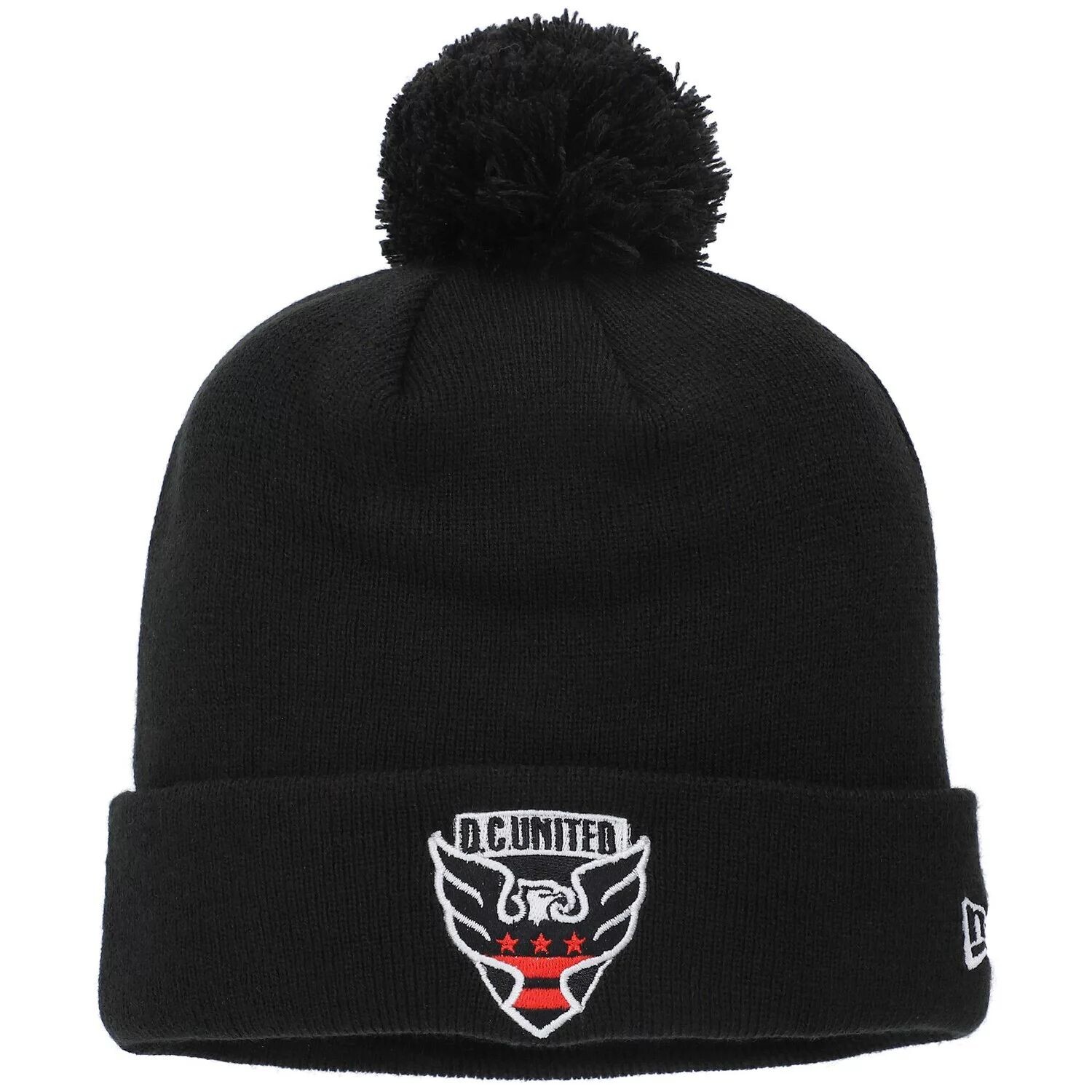 Мужская черная вязаная шапка New Era DC United с манжетами в двухцветную полоску и помпоном
Мужская черная вязаная шапка New Era DC United с манжетами в двухцветную полоску и помпоном