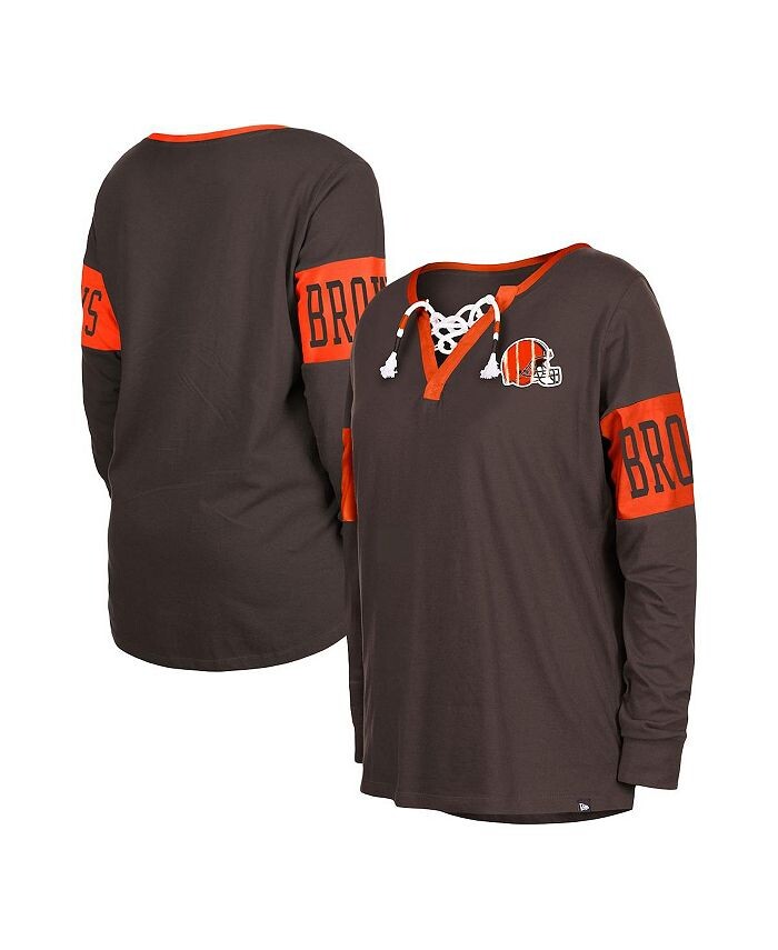 Женская коричневая футболка с длинным рукавом и вырезом на шнуровке Cleveland Browns New Era, коричневый
Женская коричневая футболка с длинным рукавом и вырезом на шнуровке Cleveland Browns New Era, коричневый