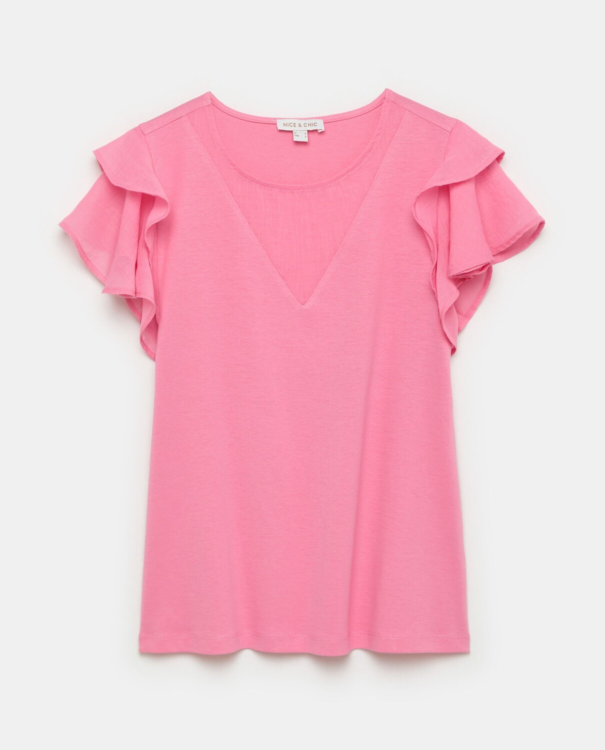 Женская однотонная футболка из чистого хлопка с рюшами на рукавах NICE&CHIC, белый
Женская однотонная футболка из чистого хлопка с рюшами на рукавах NICE&CHIC, белый