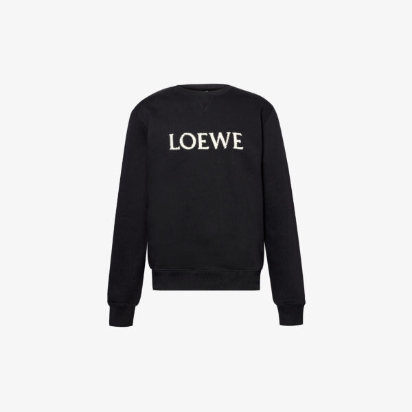 Толстовка из хлопкового джерси с круглым вырезом и фирменной вышивкой Loewe, черный
Толстовка из хлопкового джерси с круглым вырезом и фирменной вышивкой Loewe, черный