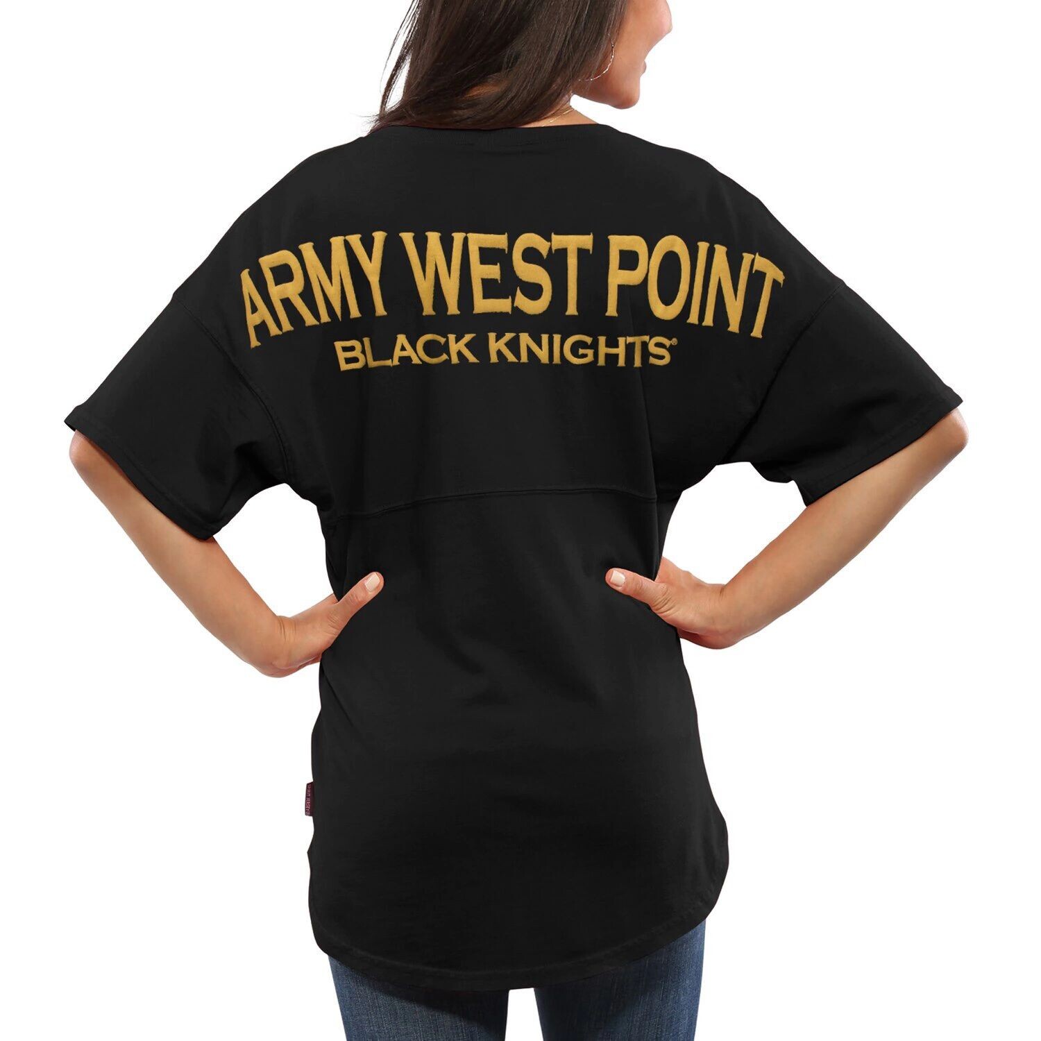 Женская черная армейская футболка оверсайз из джерси Black Knights Spirit, Черный
Женская черная армейская футболка оверсайз из джерси Black Knights Spirit, Черный