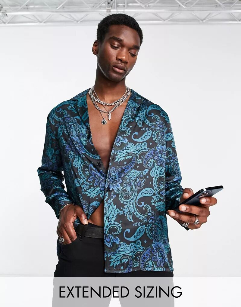 Атласная рубашка свободного кроя с широким воротником с лацканами ASOS с принтом пейсли
Атласная рубашка свободного кроя с широким воротником с лацканами ASOS с принтом пейсли