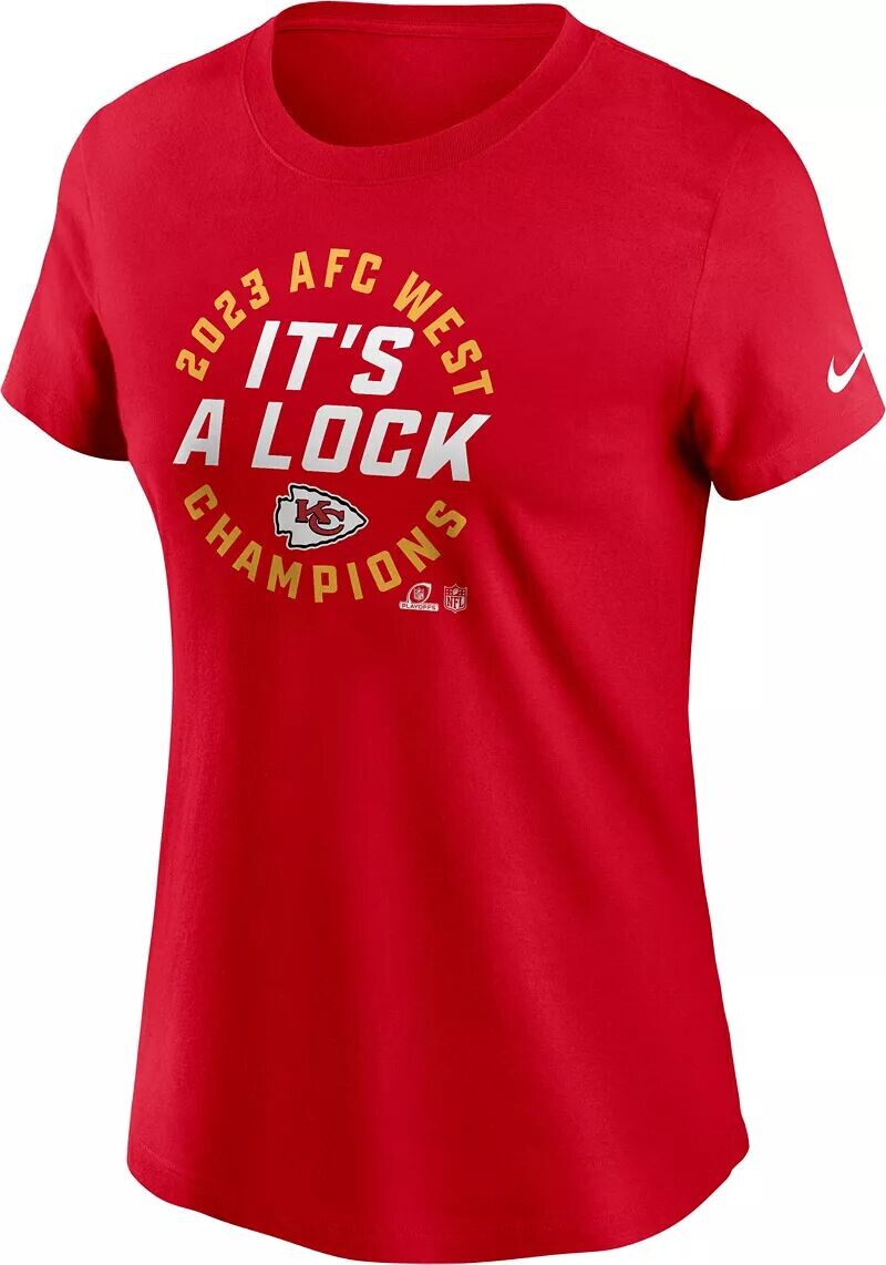 Женская футболка Nike Kansas City Chiefs 2023 AFC West Division Champions в раздевалке
Женская футболка Nike Kansas City Chiefs 2023 AFC West Division Champions в раздевалке