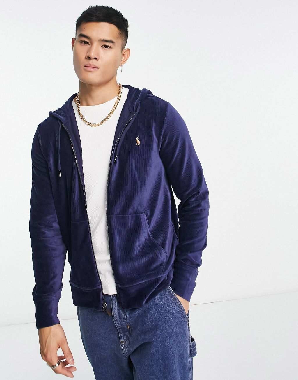 Темно-синяя толстовка на молнии с полной молнией и логотипом Polo Ralph Lauren
Темно-синяя толстовка на молнии с полной молнией и логотипом Polo Ralph Lauren