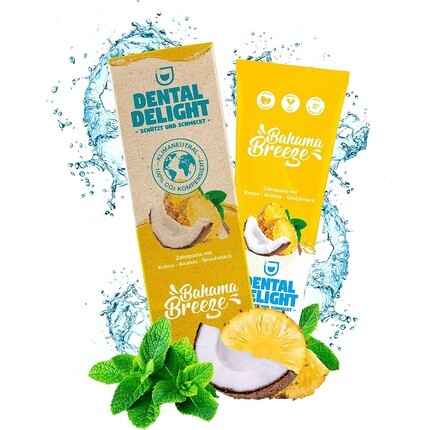 Зубная паста Bahama Breeze с ананасом и кокосом, веганская, климатически нейтральная, без микропластика, 75 мл, Dental Delight
Зубная паста Bahama Breeze с ананасом и кокосом, веганская, климатически нейтральная, без микропластика, 75 мл, Dental Delight