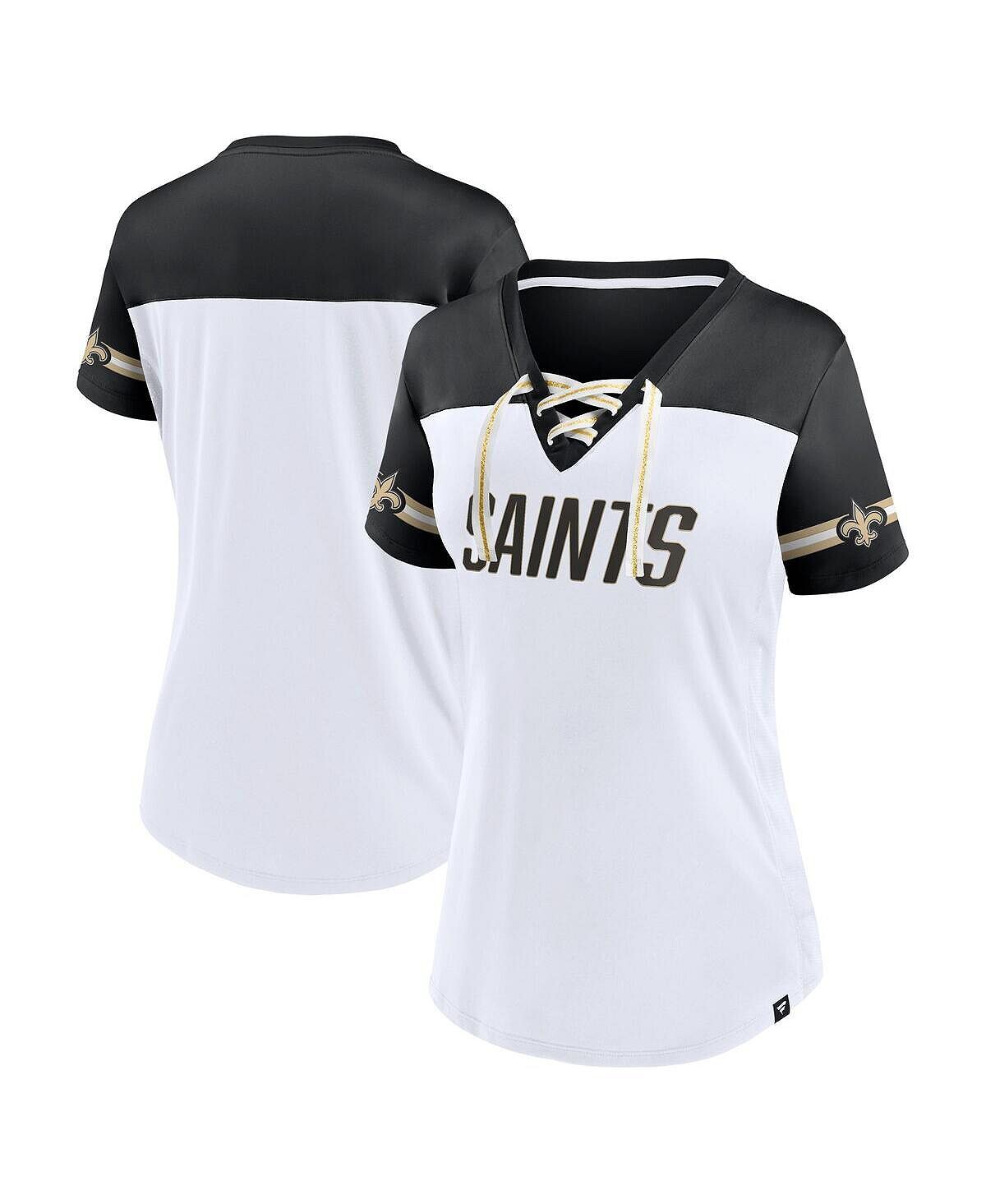 Женская белая футболка с v-образным вырезом и шнуровкой New Orleans Saints Dueling Fanatics, белый
Женская белая футболка с v-образным вырезом и шнуровкой New Orleans Saints Dueling Fanatics, белый