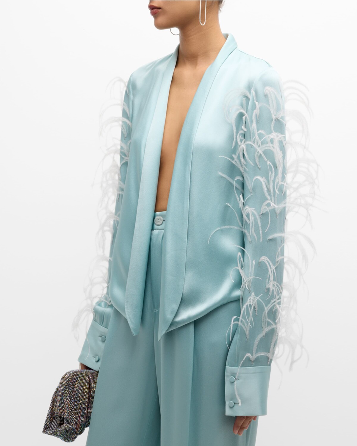 Открытый пиджак из мягкого двустороннего атласа с перьями LAPOINTE, цвет Soft Blue
Открытый пиджак из мягкого двустороннего атласа с перьями LAPOINTE, цвет Soft Blue