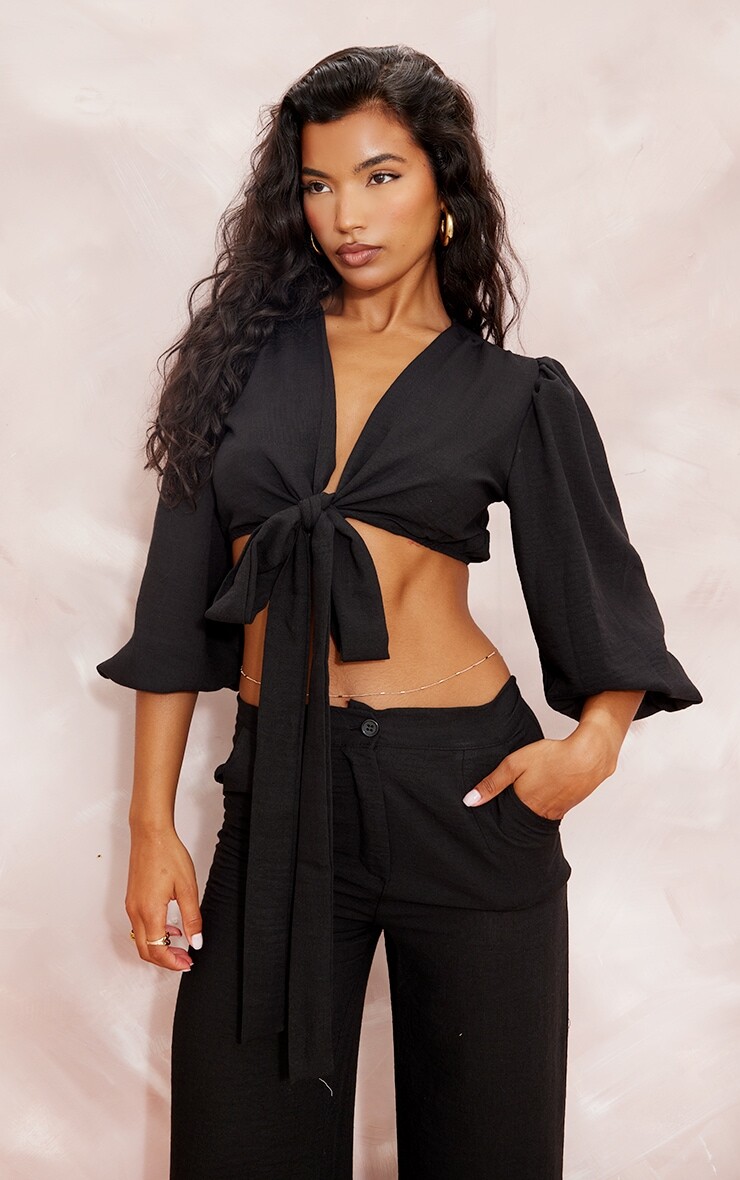 PrettyLittleThing Черный, укороченный рукав с пышными рукавами и завязкой спереди
PrettyLittleThing Черный, укороченный рукав с пышными рукавами и завязкой спереди