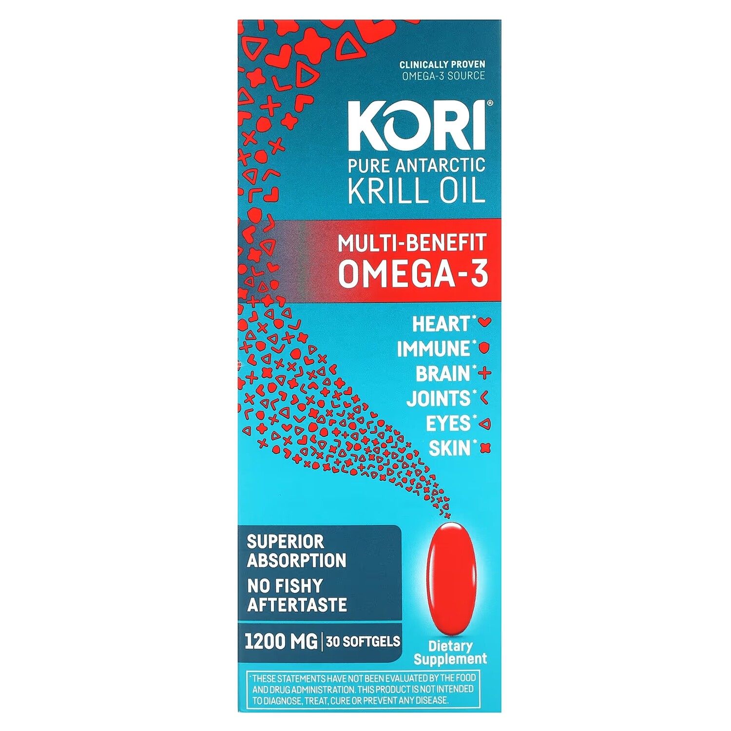 Kori Pure Масло антарктического криля с многофункциональными преимуществами Омега-3, 1200 мг, 30 мягких таблеток
Kori Pure Масло антарктического криля с многофункциональными преимуществами Омега-3, 1200 мг, 30 мягких таблеток
