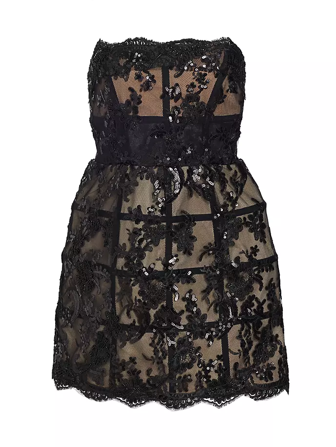 Мини-платье без бретелек с кружевом и пайетками Gerda Alice + Olivia, черный
Мини-платье без бретелек с кружевом и пайетками Gerda Alice + Olivia, черный