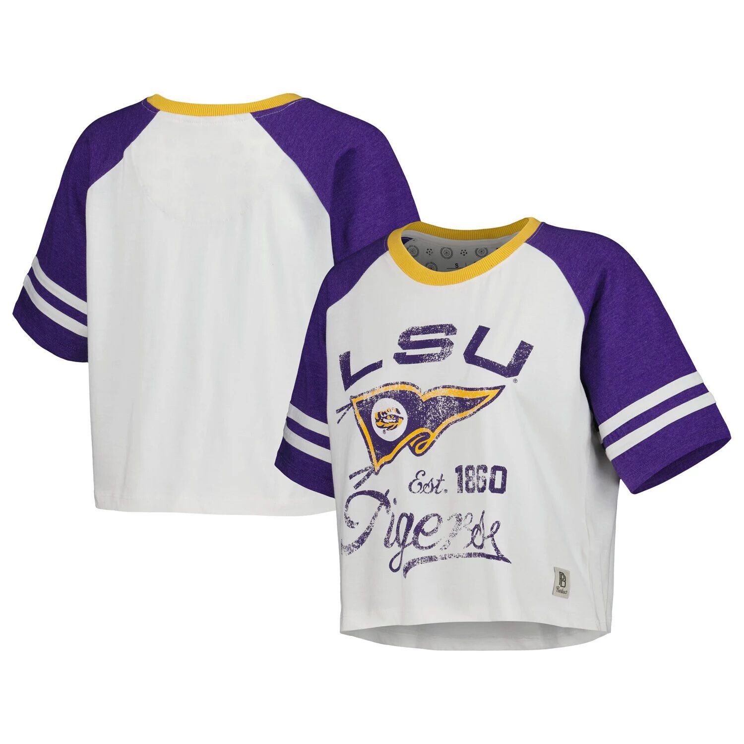 Женская укороченная футболка реглан белого цвета LSU Tigers Melange Beaumont для женщин, Белый
Женская укороченная футболка реглан белого цвета LSU Tigers Melange Beaumont для женщин, Белый