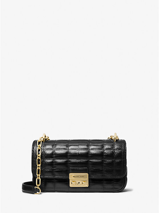 Маленькая стеганая кожаная сумка на плечо Tribeca с тиснением под ящерицу Michael Kors, черный
Маленькая стеганая кожаная сумка на плечо Tribeca с тиснением под ящерицу Michael Kors, черный