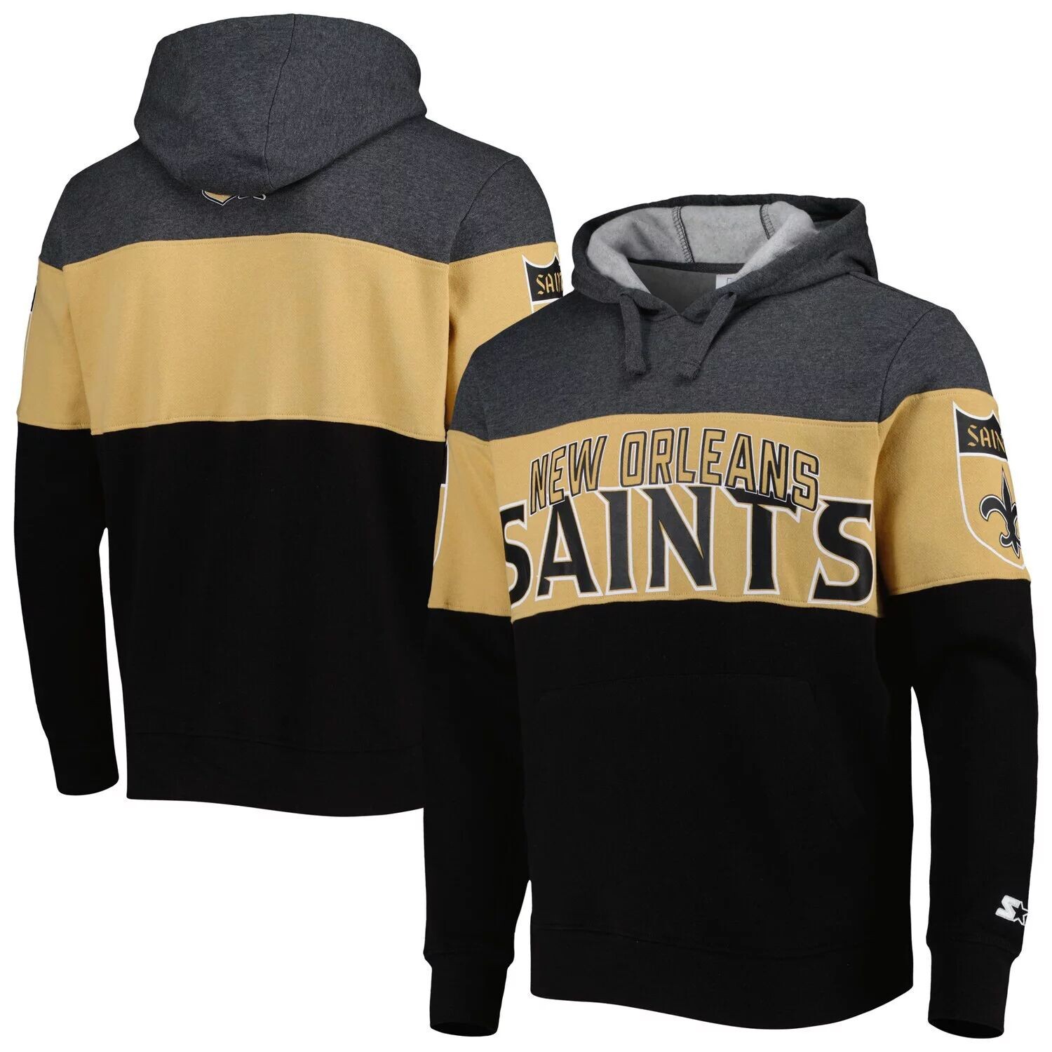 Мужской стартовый черный/темно-серый пуловер с капюшоном New Orleans Saints Extreme Vintage Logos Starter
Мужской стартовый черный/темно-серый пуловер с капюшоном New Orleans Saints Extreme Vintage Logos Starter