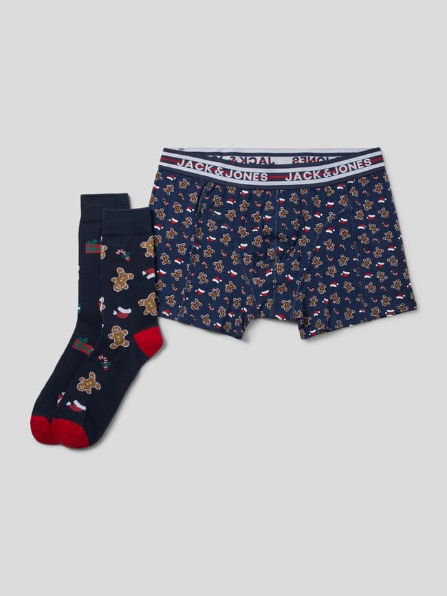 Трусы со сплошным узором в комплекте с носками в подарочной упаковке Jack & Jones, темно-синий
Трусы со сплошным узором в комплекте с носками в подарочной упаковке Jack & Jones, темно-синий