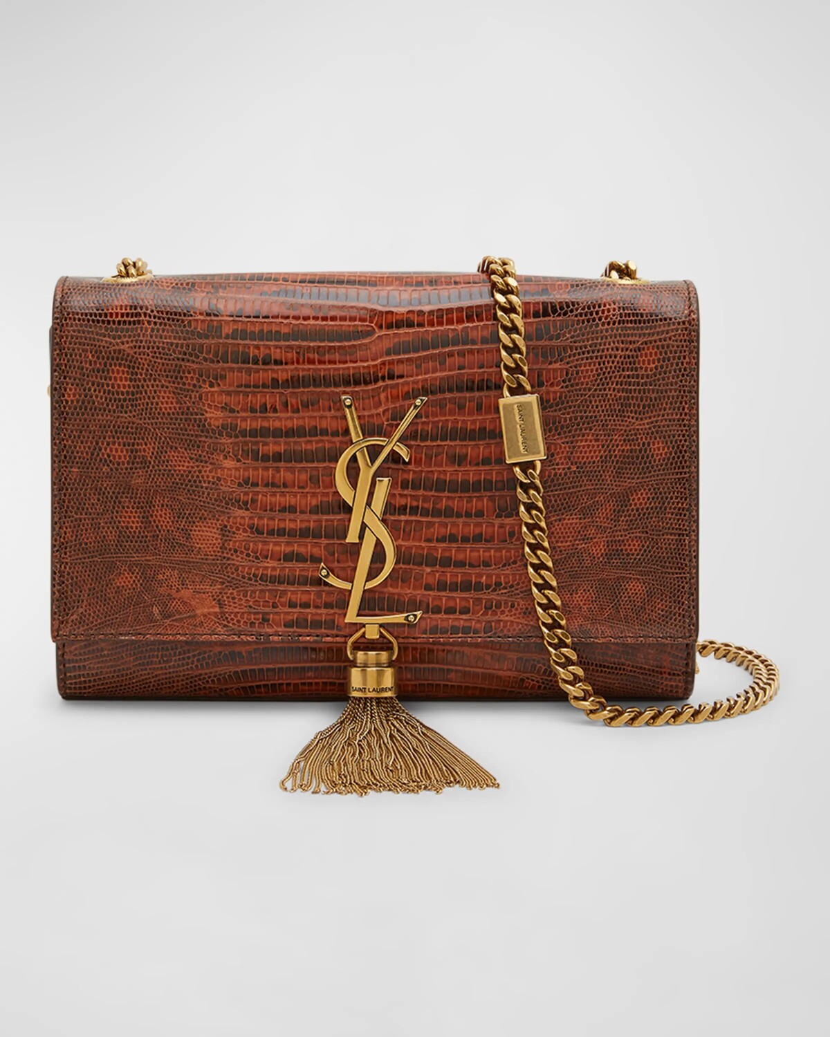 Маленький кошелек Kate YSL с кисточкой на цепочке из кожи с тиснением под ящерицу Saint Laurent, цвет Dark Brown
Маленький кошелек Kate YSL с кисточкой на цепочке из кожи с тиснением под ящерицу Saint Laurent, цвет Dark Brown