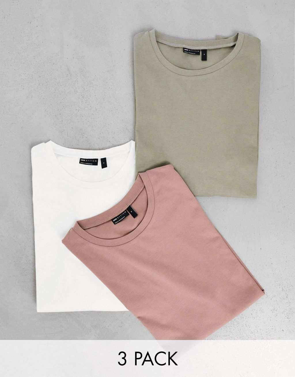 Комплект из трех футболок с длинными рукавами и круглым вырезом ASOS DESIGN белого, розового и хаки цветов
Комплект из трех футболок с длинными рукавами и круглым вырезом ASOS DESIGN белого, розового и хаки цветов