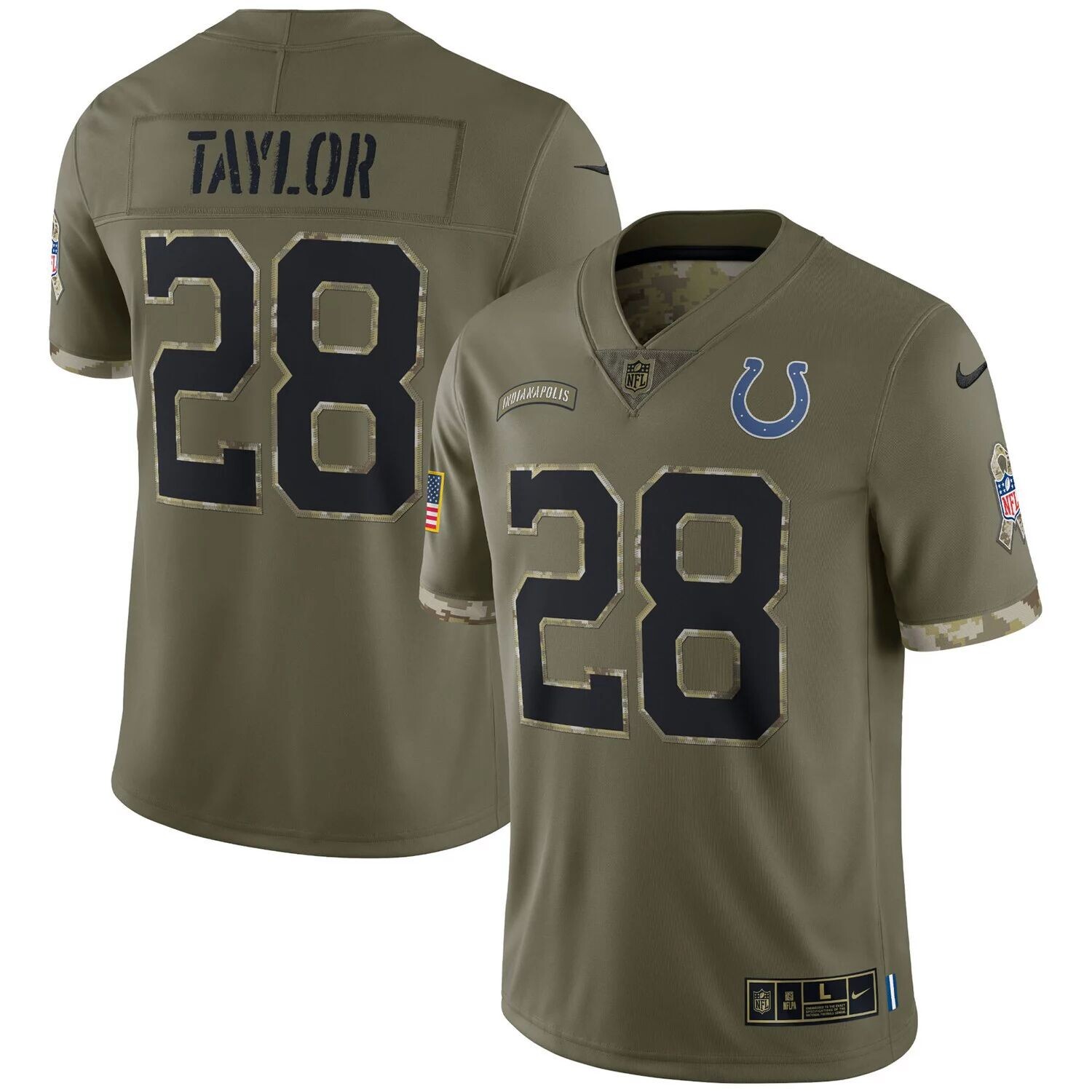 Мужское джерси Джонатан Тейлор Олив Индианаполис Кольтс 2022 Salute To Service Limited Nike
Мужское джерси Джонатан Тейлор Олив Индианаполис Кольтс 2022 Salute To Service Limited Nike