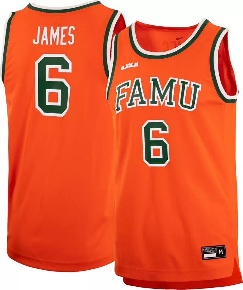 Мужская баскетбольная майка Florida A&M Rattlers #6 Nike x LeBron James оранжевая реплика
Мужская баскетбольная майка Florida A&M Rattlers #6 Nike x LeBron James оранжевая реплика