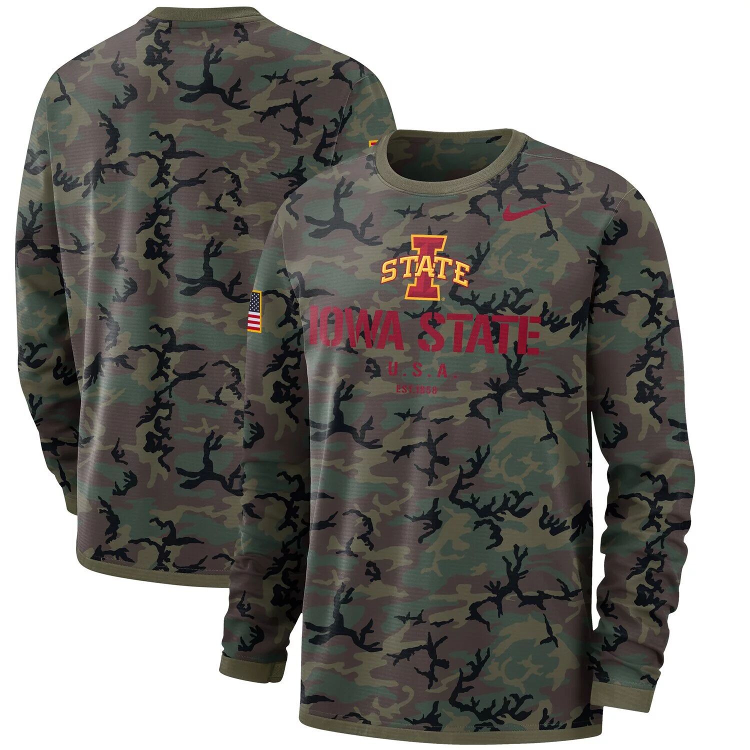 Мужская футболка с длинным рукавом Nike Camo Iowa State Cyclones Military Appreciation Performance
Мужская футболка с длинным рукавом Nike Camo Iowa State Cyclones Military Appreciation Performance