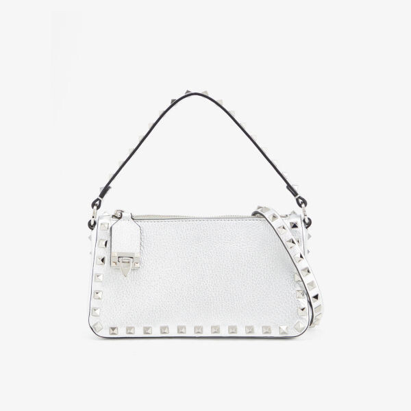 Миниатюрная кожаная сумка через плечо Rockstud Spike Valentino Garavani, серебряный
Миниатюрная кожаная сумка через плечо Rockstud Spike Valentino Garavani, серебряный