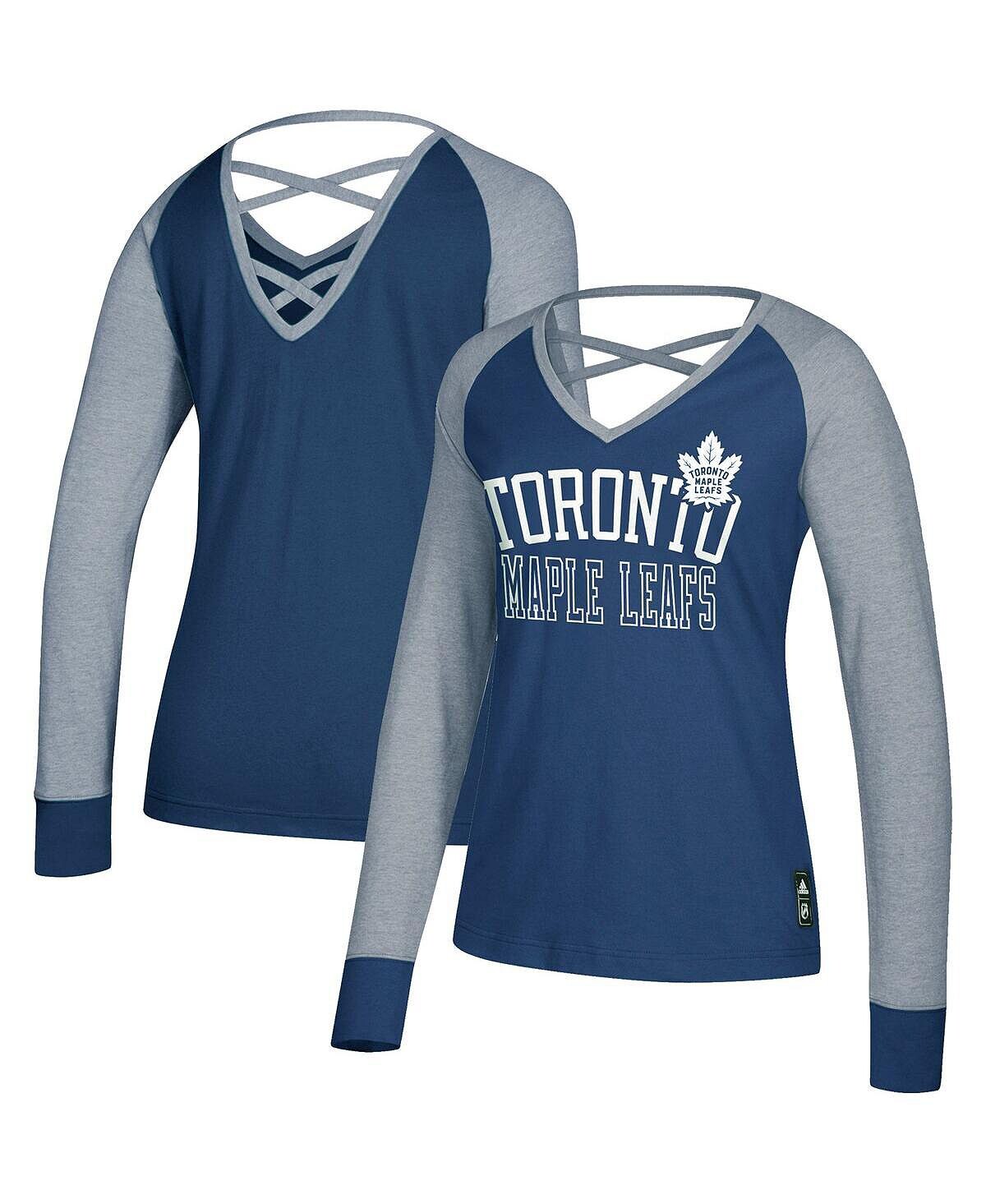Женская синяя футболка с длинными рукавами и контрастным принтом Toronto Maple Leafs adidas, синий
Женская синяя футболка с длинными рукавами и контрастным принтом Toronto Maple Leafs adidas, синий