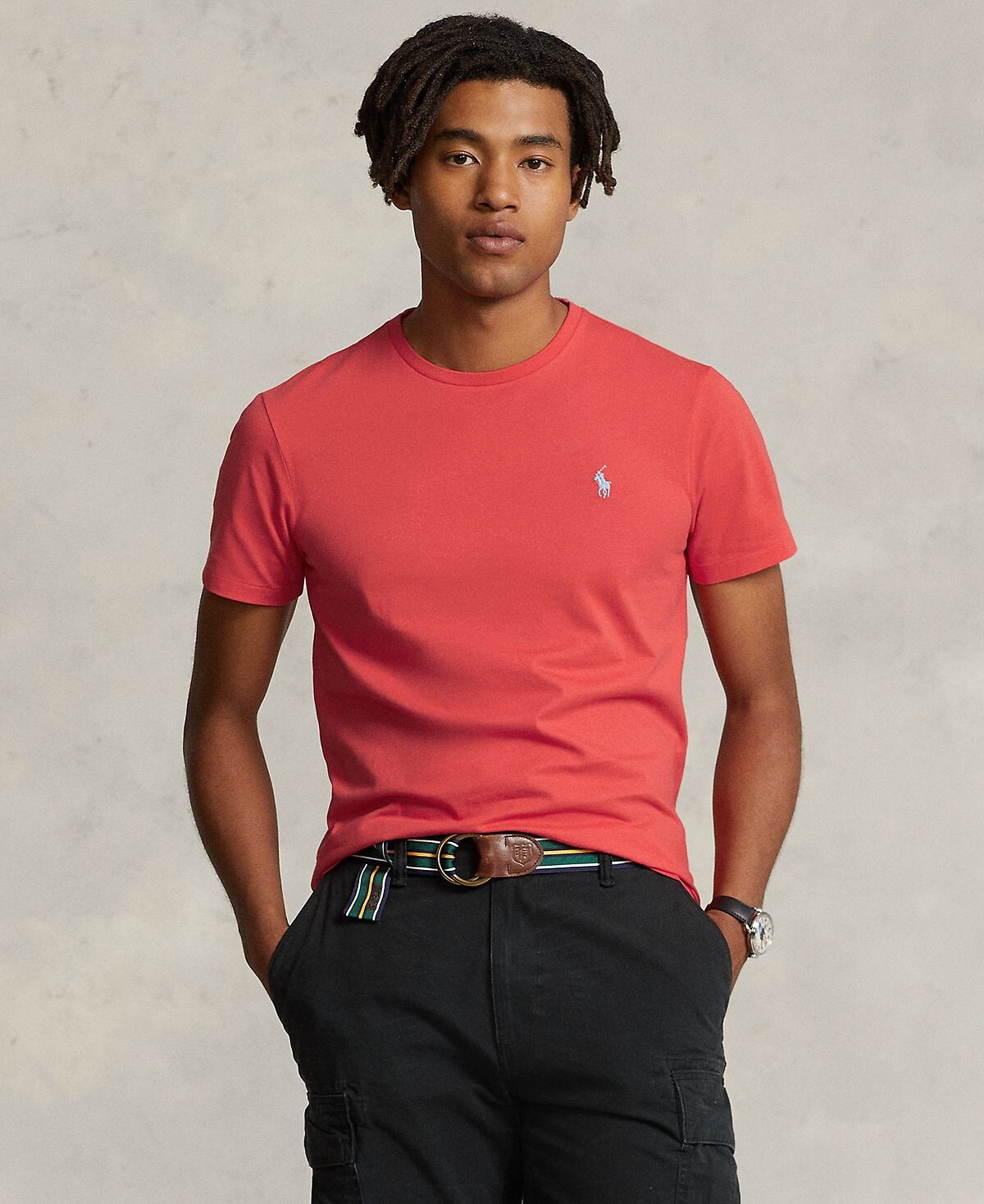 Мужская трикотажная футболка классического кроя с круглым вырезом Polo Ralph Lauren
Мужская трикотажная футболка классического кроя с круглым вырезом Polo Ralph Lauren