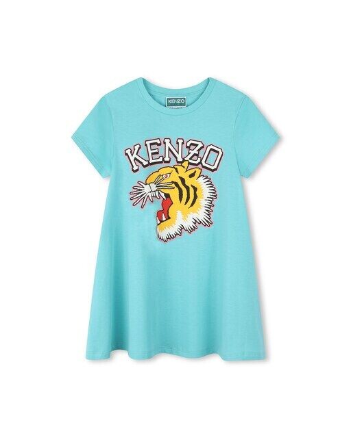 Платье для девочки с короткими рукавами и рисунком спереди Kenzo Kids, светло-синий
Платье для девочки с короткими рукавами и рисунком спереди Kenzo Kids, светло-синий