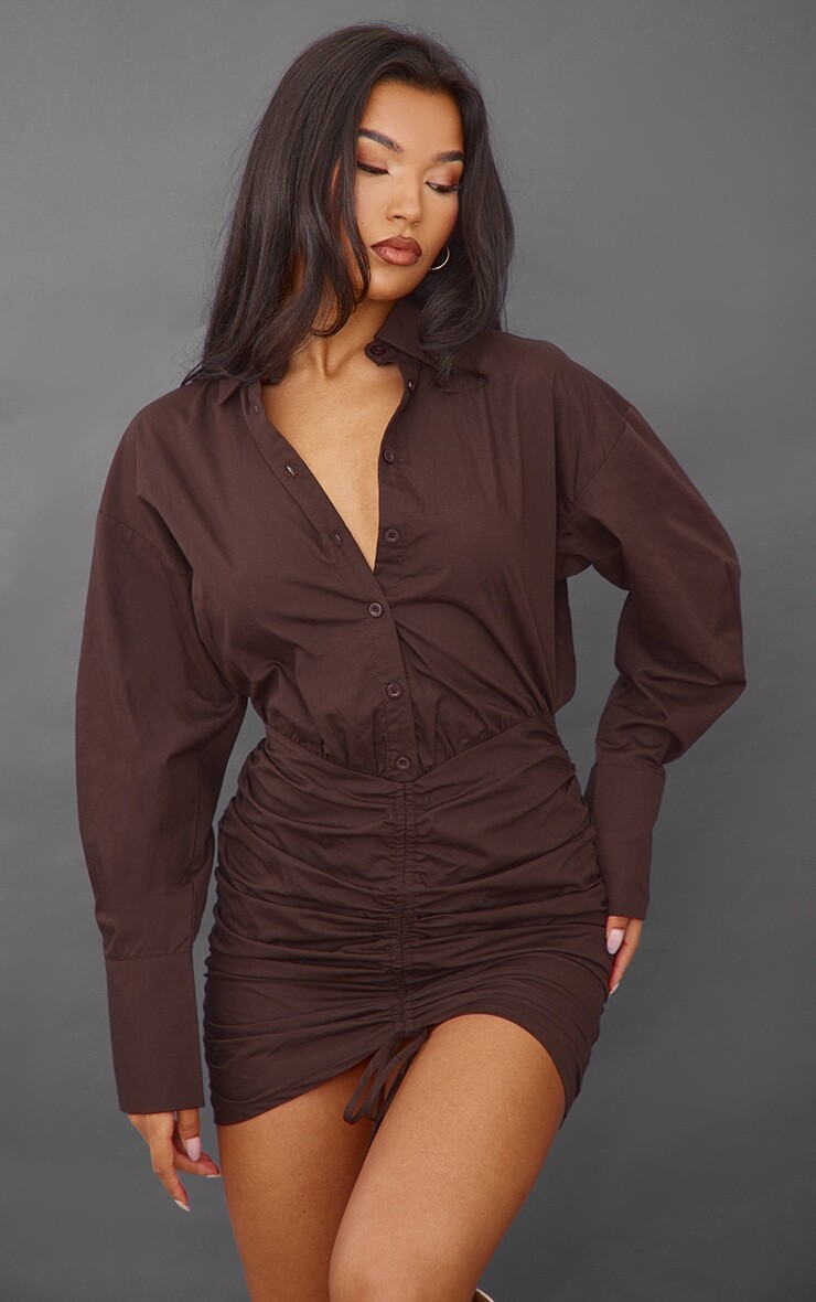 PrettyLittleThing Шоколадное облегающее платье-рубашка со сборками и оверсайзом, Коричневый
PrettyLittleThing Шоколадное облегающее платье-рубашка со сборками и оверсайзом, Коричневый