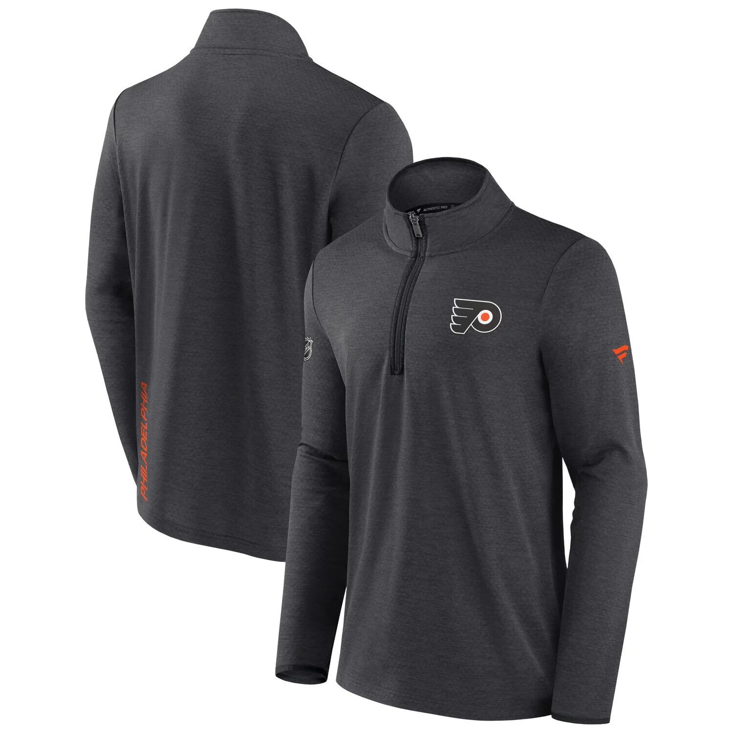 Мужская фирменная куртка Heather Charcoal Philadelphia Flyers Authentic Pro Rink с молнией четверть четверти Fanatics
Мужская фирменная куртка Heather Charcoal Philadelphia Flyers Authentic Pro Rink с молнией четверть четверти Fanatics
