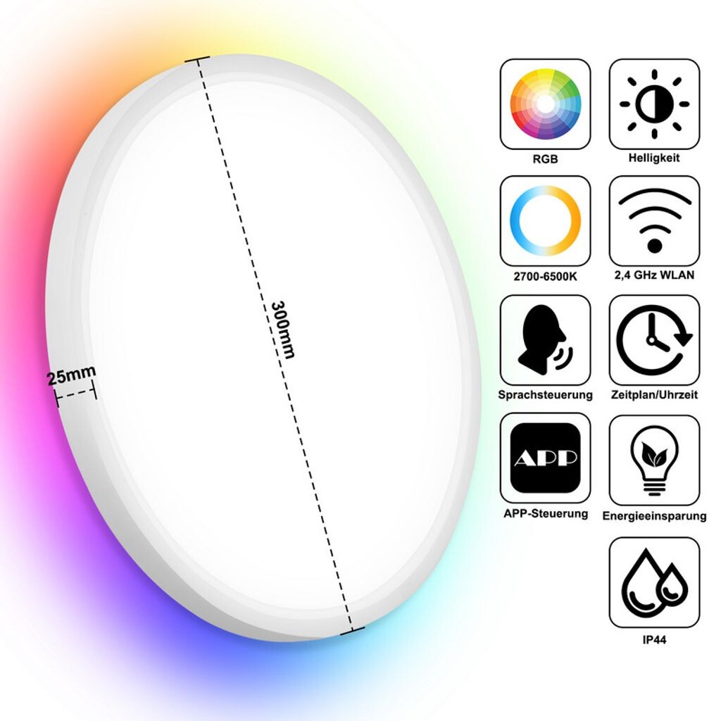 TolleTour 24W Smart LED потолочный светильник для лестницы - 2040LM, для гостиной, с регулируемой яркостью, RGB, белый
TolleTour 24W Smart LED потолочный светильник для лестницы - 2040LM, для гостиной, с регулируемой яркостью, RGB, белый
