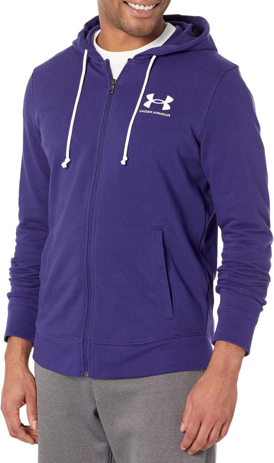 Толстовка с молнией на всю грудь Rival Terry Under Armour, цвет Sonar Blue/Onyx White
Толстовка с молнией на всю грудь Rival Terry Under Armour, цвет Sonar Blue/Onyx White