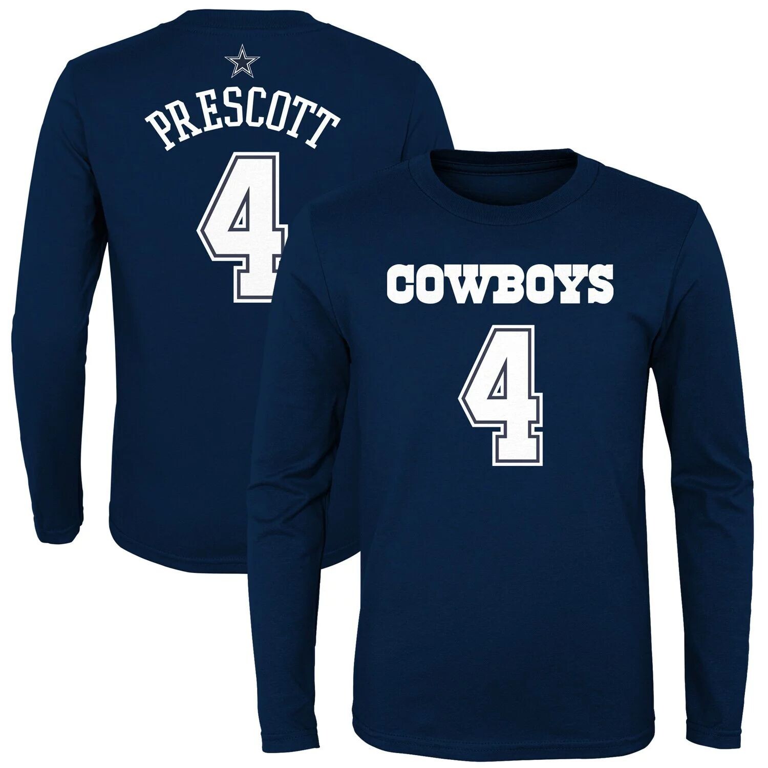 Молодежная футболка Dak Prescott Navy Dallas Cowboys Mainliner с именем и номером игрока с длинными рукавами Outerstuff
Молодежная футболка Dak Prescott Navy Dallas Cowboys Mainliner с именем и номером игрока с длинными рукавами Outerstuff
