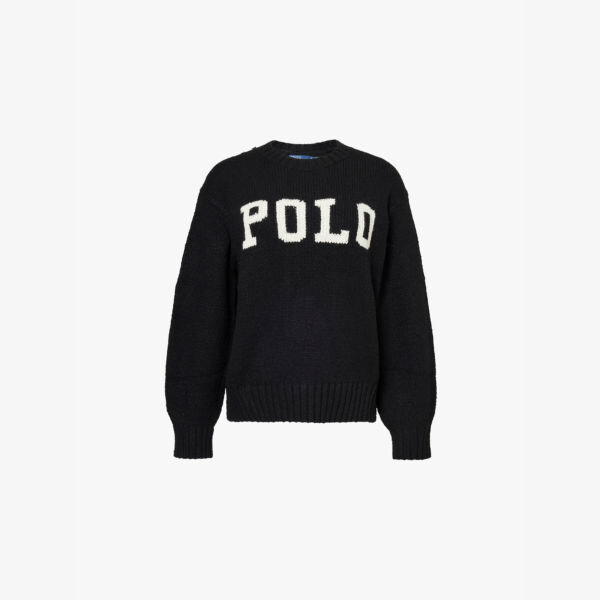 Логотип текст-интарсия свободный трикотажный джемпер Polo Ralph Lauren, черный
Логотип текст-интарсия свободный трикотажный джемпер Polo Ralph Lauren, черный