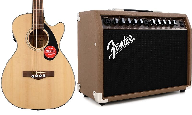 Концертная акустико-электрическая бас-гитара Fender CB-60SCE — комплект Natural с акустическим усилителем Fender Acoustasonic 40 — 40 Вт 0970183021=1 2314200000=1
Концертная акустико-электрическая бас-гитара Fender CB-60SCE — комплект Natural с акустическим усилителем Fender Acoustasonic 40 — 40 Вт 0970183021=1 2314200000=1