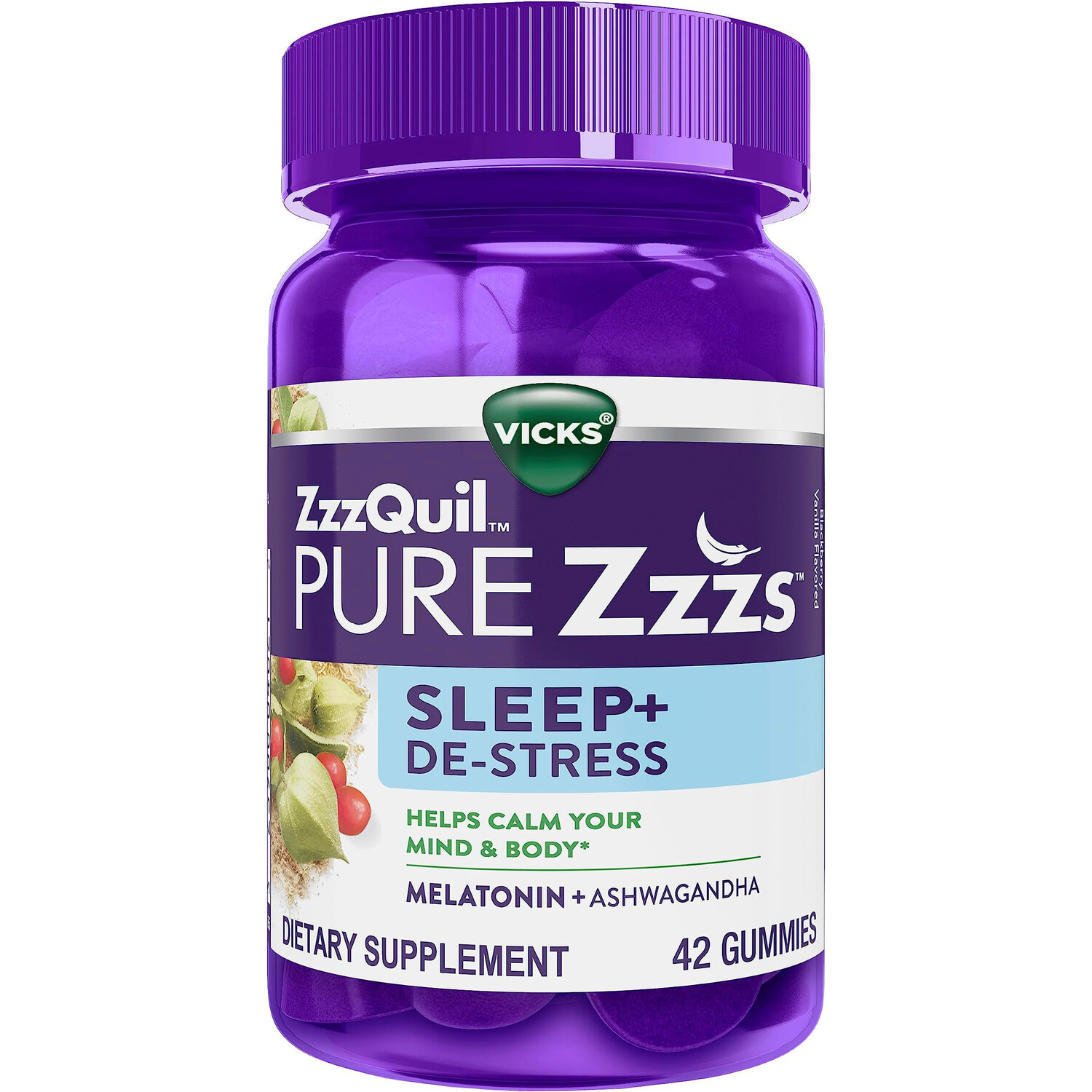 Мелатонин с ашвагандой ZzzQuil Pure Zzzs Sleep+ De-Stress, 42 жевательных конфеты
Мелатонин с ашвагандой ZzzQuil Pure Zzzs Sleep+ De-Stress, 42 жевательных конфеты