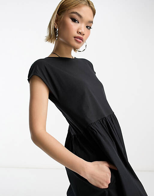 Платье миди People Tree из черного хлопкового поплина 
Платье миди People Tree из черного хлопкового поплина