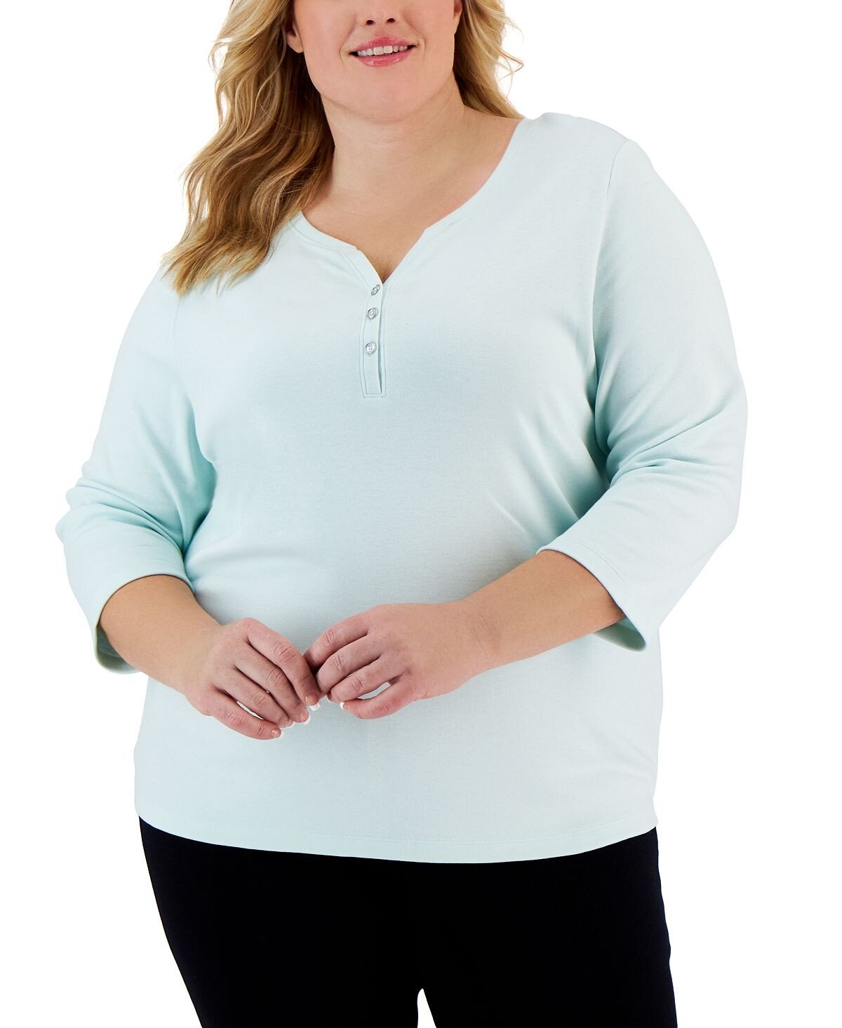 Топ henley plus size с рукавами 3/4, созданный для macy's Karen Scott, мульти
Топ henley plus size с рукавами 3/4, созданный для macy's Karen Scott, мульти