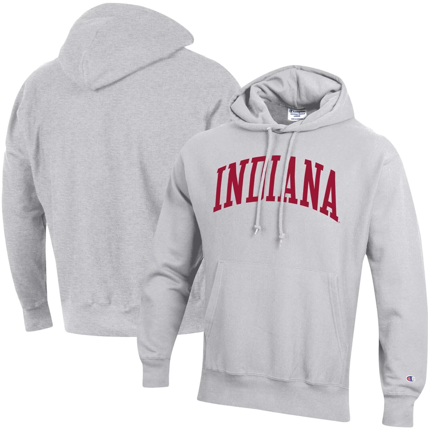 Мужской серый пуловер с капюшоном Indiana Hoosiers Team Arch обратного переплетения Champion
Мужской серый пуловер с капюшоном Indiana Hoosiers Team Arch обратного переплетения Champion