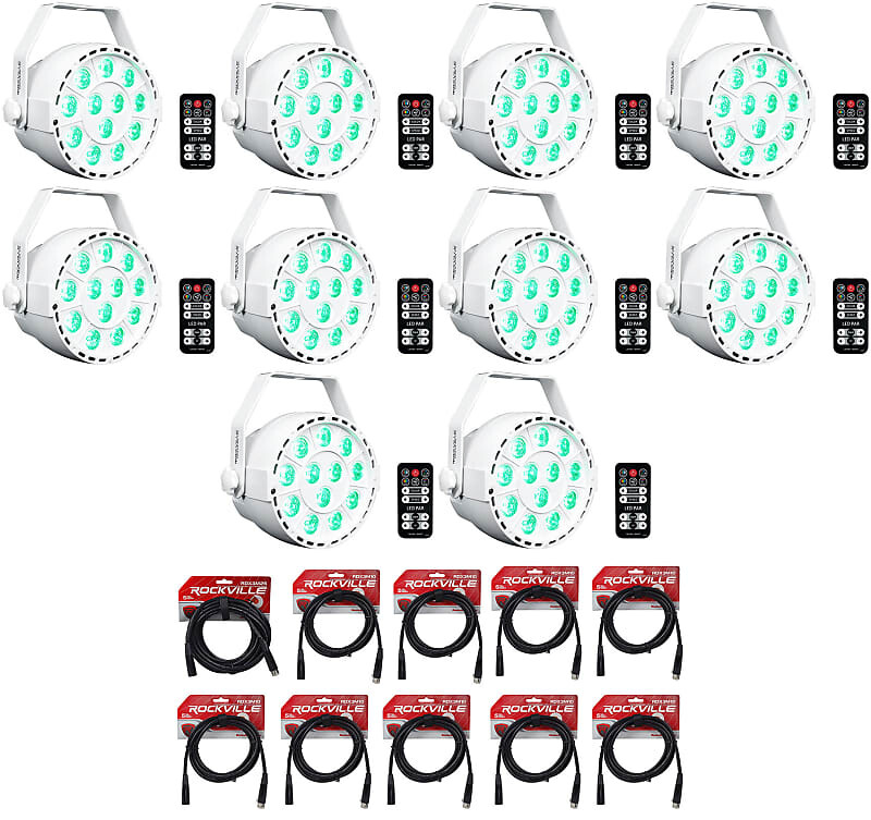 (10) Rockville RockPAR TRI LED RGB DJ White DMX Par Wash Lights+Remotes+Cables (10) ROCKPAR TRI WHITE+RDX3M25+RDX3M10
(10) Rockville RockPAR TRI LED RGB DJ White DMX Par Wash Lights+Remotes+Cables (10) ROCKPAR TRI WHITE+RDX3M25+RDX3M10