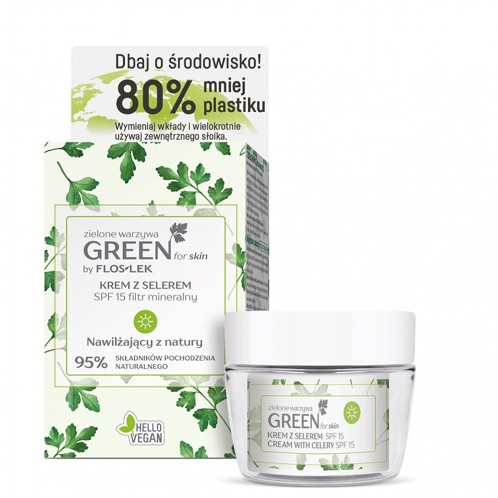 Floslek Green For Skin Green Vegetables дневной крем с минеральным фильтром SPF15 с сельдереем 50мл
Floslek Green For Skin Green Vegetables дневной крем с минеральным фильтром SPF15 с сельдереем 50мл