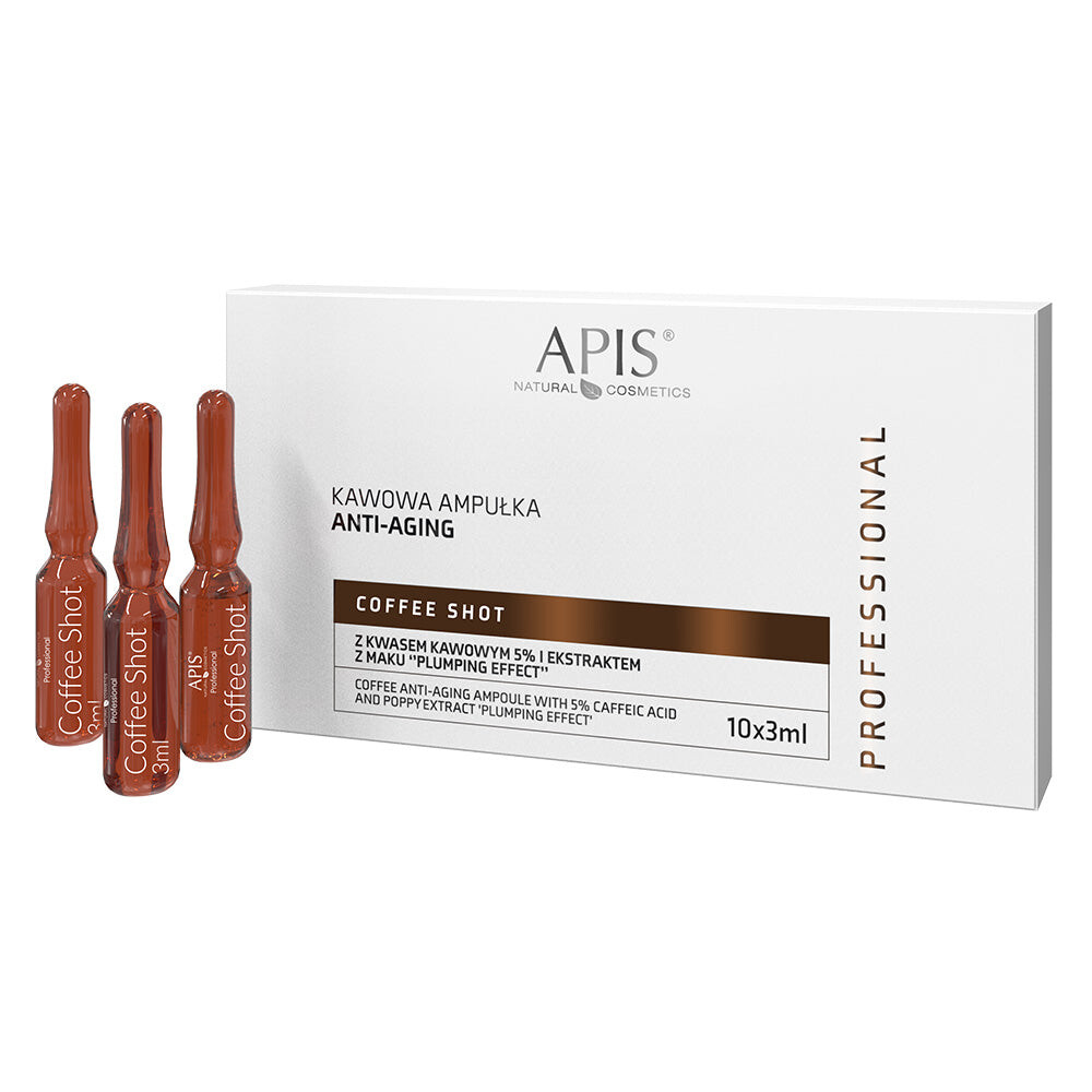 APIS Кофейная антивозрастная ампула Coffee Shot с 5% кофейной кислотой и экстрактом семян мака 10x3мл
APIS Кофейная антивозрастная ампула Coffee Shot с 5% кофейной кислотой и экстрактом семян мака 10x3мл