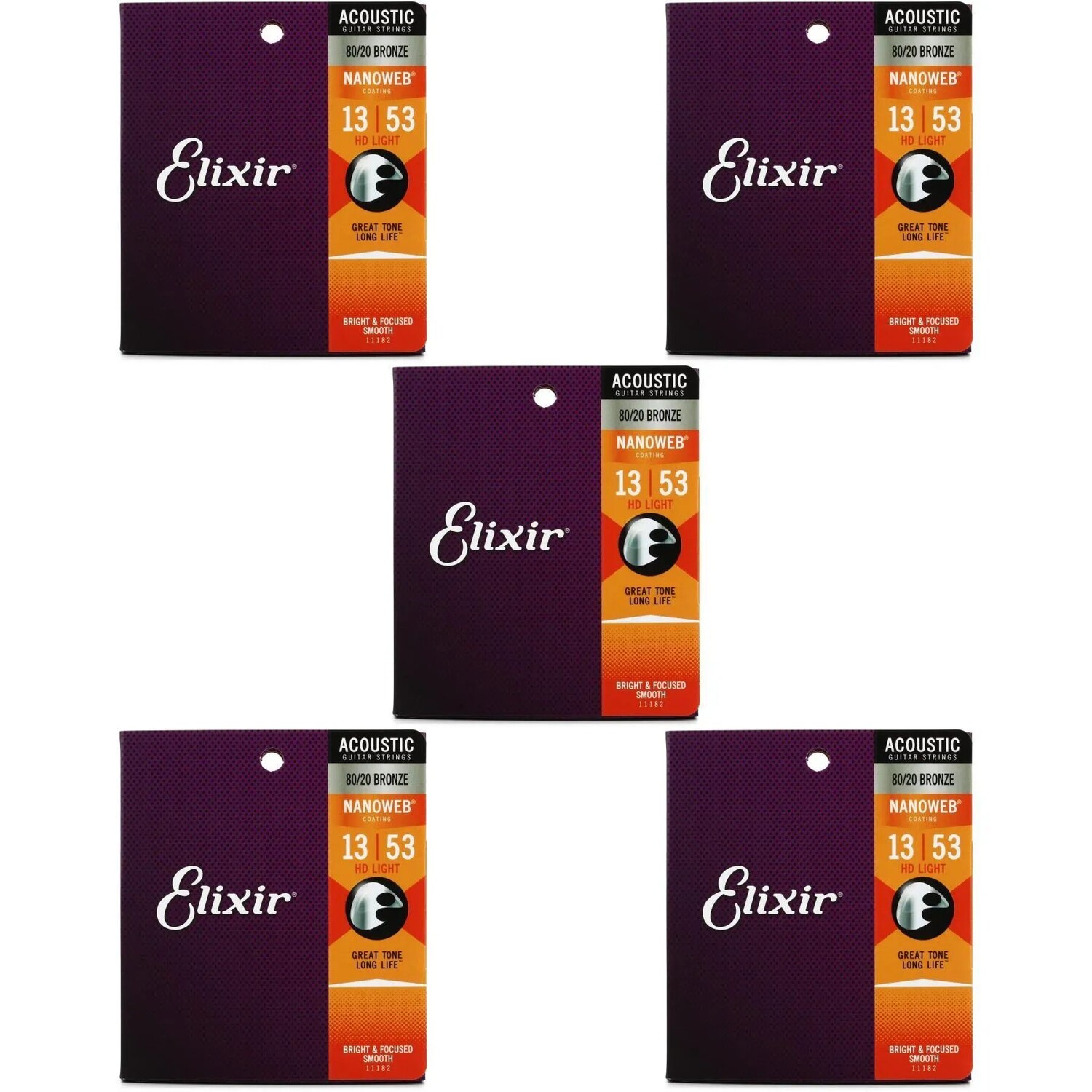 Elixir Strings 11182 Nanoweb 80/20 Струны для акустической гитары — .013-.053 HD (5 шт.)
Elixir Strings 11182 Nanoweb 80/20 Струны для акустической гитары — .013-.053 HD (5 шт.)