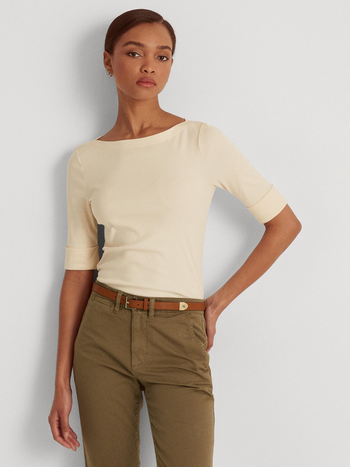 Lauren Ralph Lauren Judy Топ из эластичного хлопка с вырезом лодочка, кремовый
Lauren Ralph Lauren Judy Топ из эластичного хлопка с вырезом лодочка, кремовый