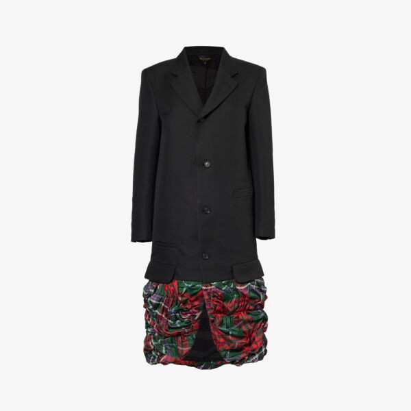 Однобортное пальто из смесового хлопка с контрастным краем Comme des Garçons, черный
Однобортное пальто из смесового хлопка с контрастным краем Comme des Garçons, черный