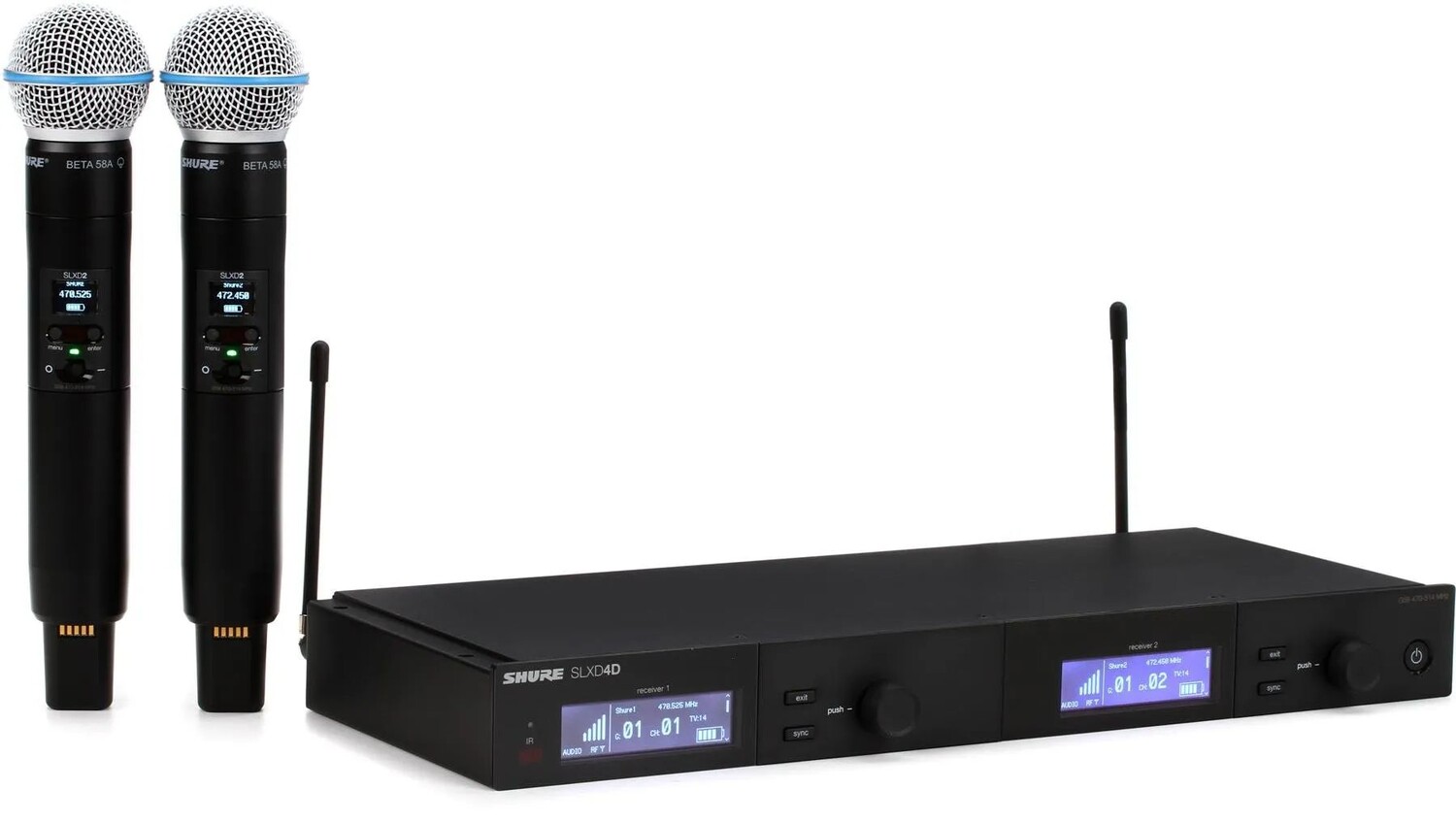 Цифровая беспроводная система с двумя ручными микрофонами Shure SLXD24D/B58 — диапазон G58
Цифровая беспроводная система с двумя ручными микрофонами Shure SLXD24D/B58 — диапазон G58